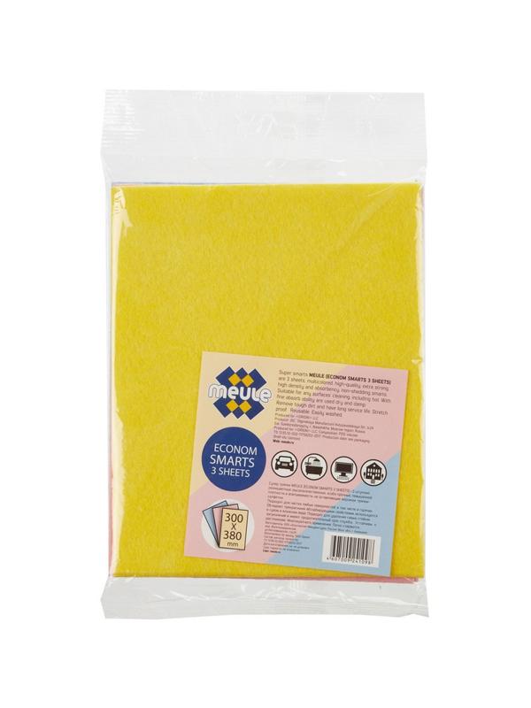 Салфетки хозяйственные MEULE ECONOM SMARTS вискоза 3 цвета 38x30см 3 шт/уп