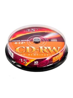 Носители информации CD-RW, 4x-12x, VS, Cake/10, VSCDRWCB1001
