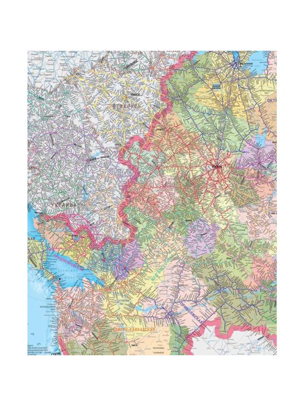 Настенная карта Железных дорог России и сопред.госуд.1:3,64млн.,2,34х1,56м.