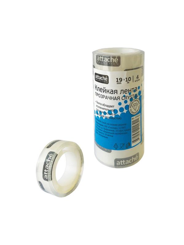 Клейкая лента канцелярская Attache Selection 19х10 кристальная 4 шт./уп.