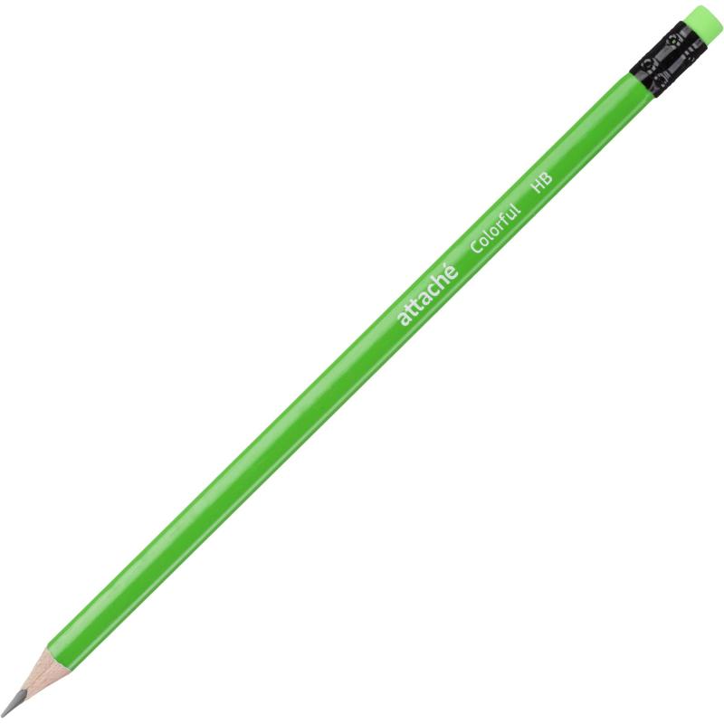 Карандаш чернографитный Attache Colorful! HB заточ.,с ласт.