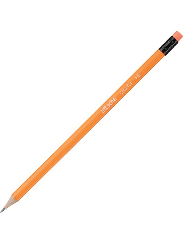 Карандаш чернографитный Attache Colorful! HB заточ.,с ласт.
