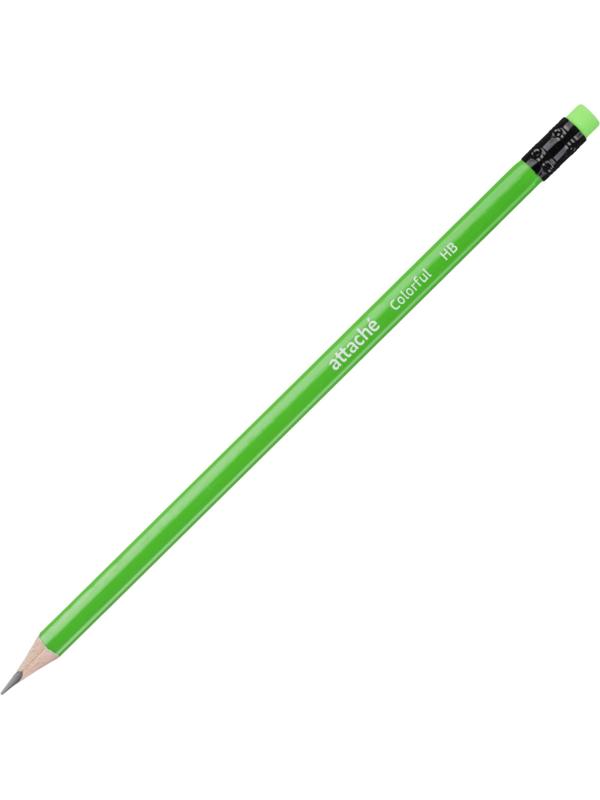 Карандаш чернографитный Attache Colorful! HB заточ.,с ласт.
