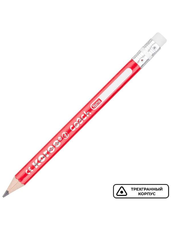 Карандаш чернографитный KORES JUMBO трехгран,HB 3шт+точилка+ластик