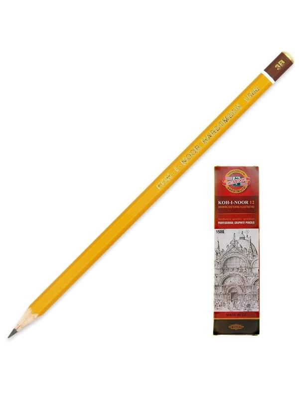 Карандаш чернографитный KOH-I-NOOR 1500/3B б/ласт, Чехия