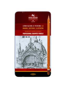 Карандаш чернографитный KOH-I-NOOR 1502/II 8B-2H 12шт./наб.,б/ласт, Чехия