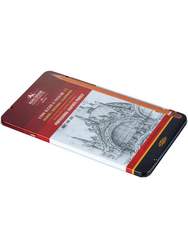 Карандаш чернографитный KOH-I-NOOR 1502/II 8B-2H 12шт./наб.,б/ласт, Чехия