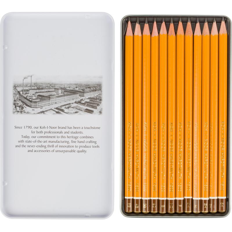 Карандаш чернографитный KOH-I-NOOR 1502/III 5B-5H 12шт./наб.,б/ласт, Чехия