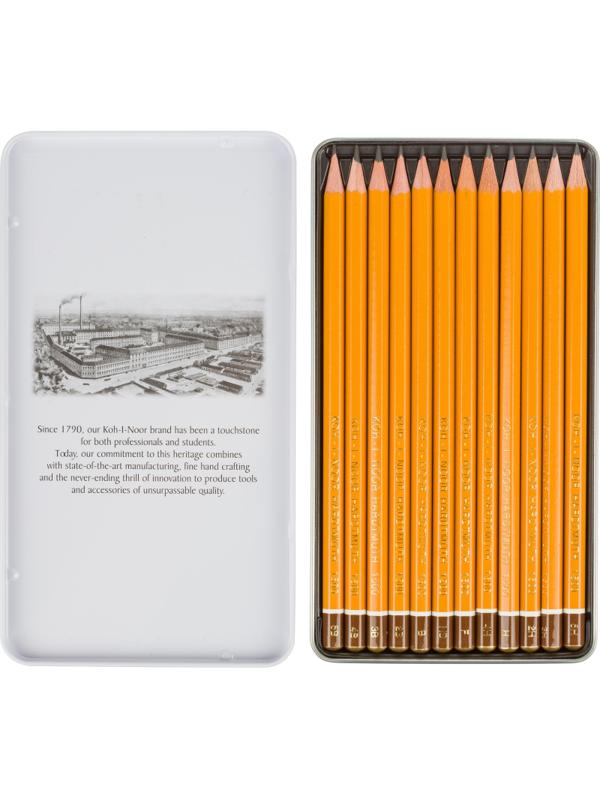 Карандаш чернографитный KOH-I-NOOR 1502/III 5B-5H 12шт./наб.,б/ласт, Чехия