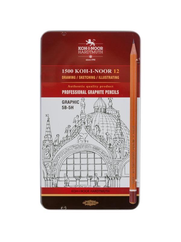 Карандаш чернографитный KOH-I-NOOR 1502/III 5B-5H 12шт./наб.,б/ласт, Чехия