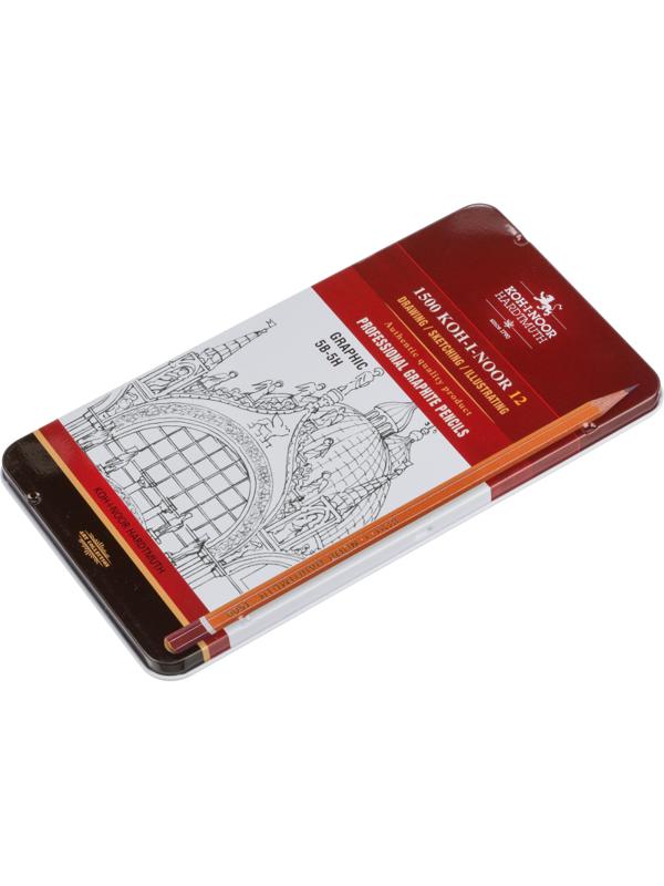 Карандаш чернографитный KOH-I-NOOR 1502/III 5B-5H 12шт./наб.,б/ласт, Чехия