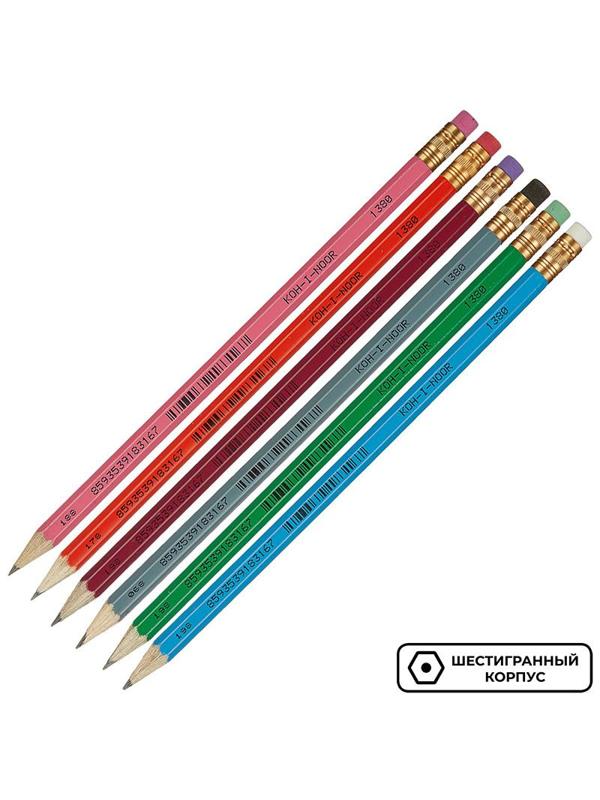 Карандаш чернографитный KOH-I-NOOR 1380 ASTRA HB с ластиком Чехия