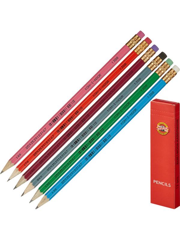 Карандаш чернографитный KOH-I-NOOR 1380 ASTRA HB с ластиком Чехия