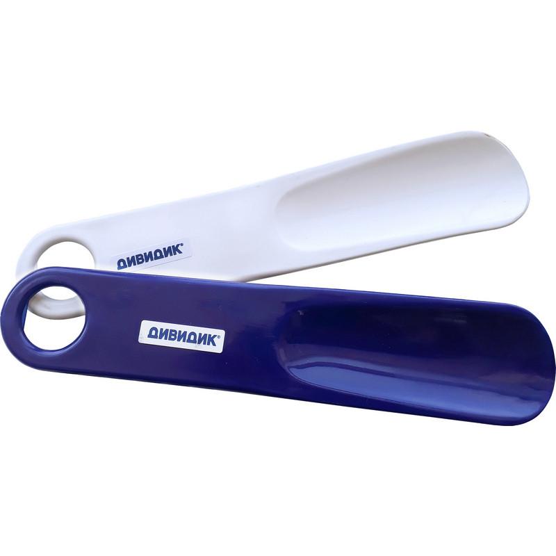 Ложка Рожок для обуви Дивидик 19см, в асс-те (белый, бирюзовый, синий)