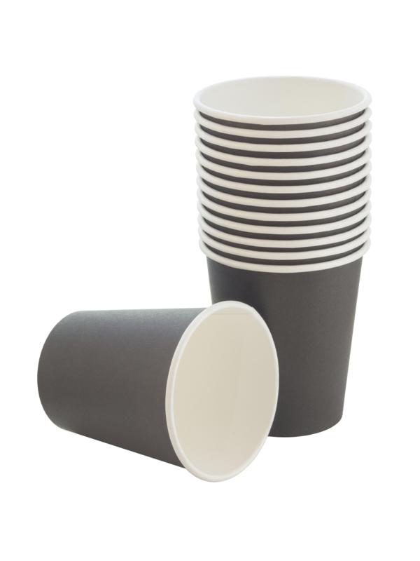 Стакан одноразовый бум 1-сл. d-80мм 250мл черный КОМУС 75шт/уп