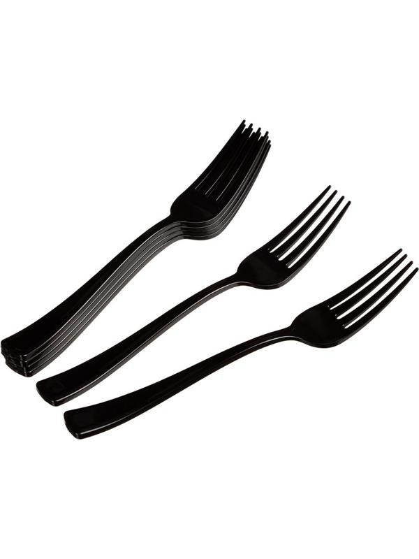 Вилка одноразовая 190мм, черная, ПС 50 шт/уп