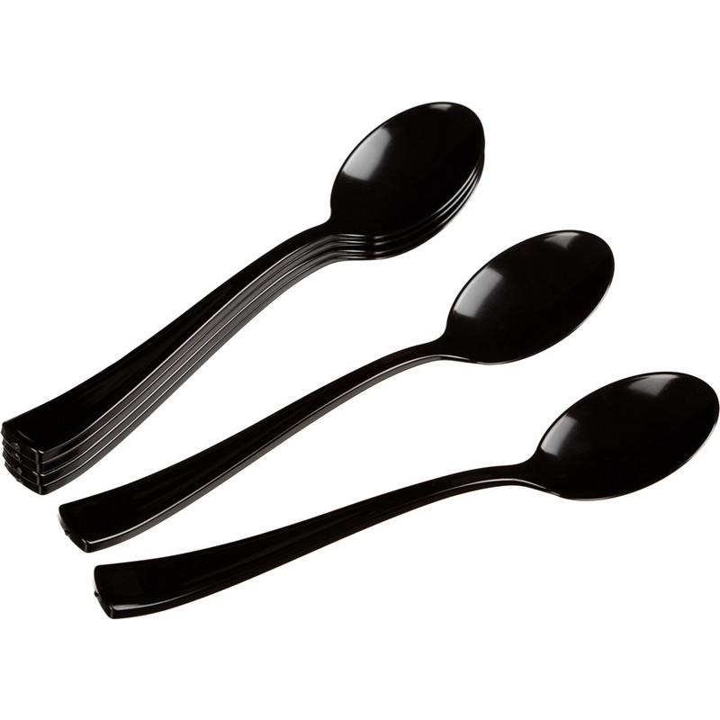 Ложка одноразовая столовая  175мм, черная , ПС 50 шт/уп