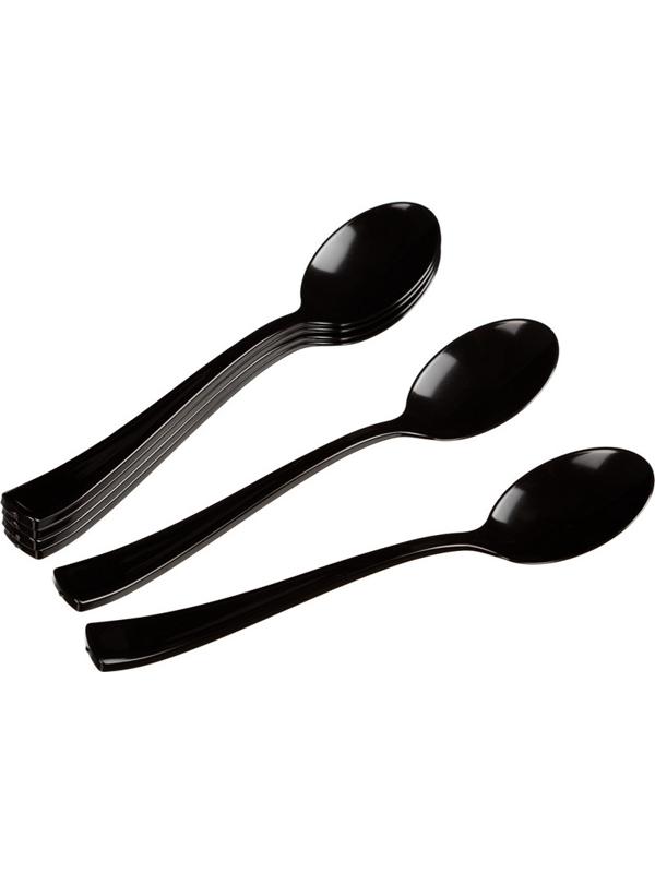 Ложка одноразовая столовая  175мм, черная , ПС 50 шт/уп