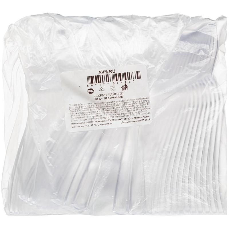 Ложка одноразовая чайная  130мм прозрачная ПС 50шт/уп