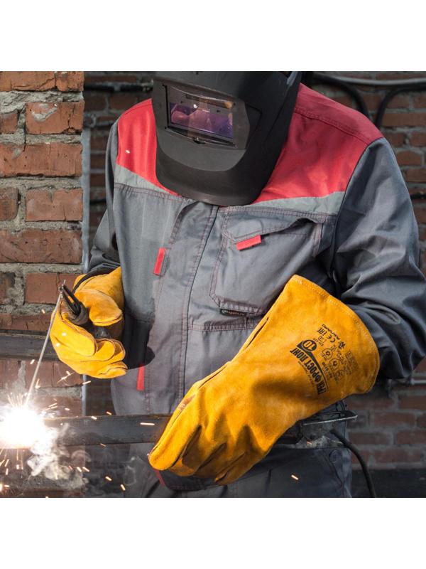 Краги сварщика спилковые Ампаро Трек-Фрост Лонг утепленные пятипалые (6750)