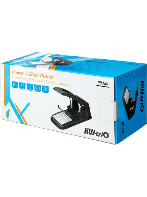 Дырокол Kw-Trio 938 до 100 листов металл черный на 2 отв.с линейкой