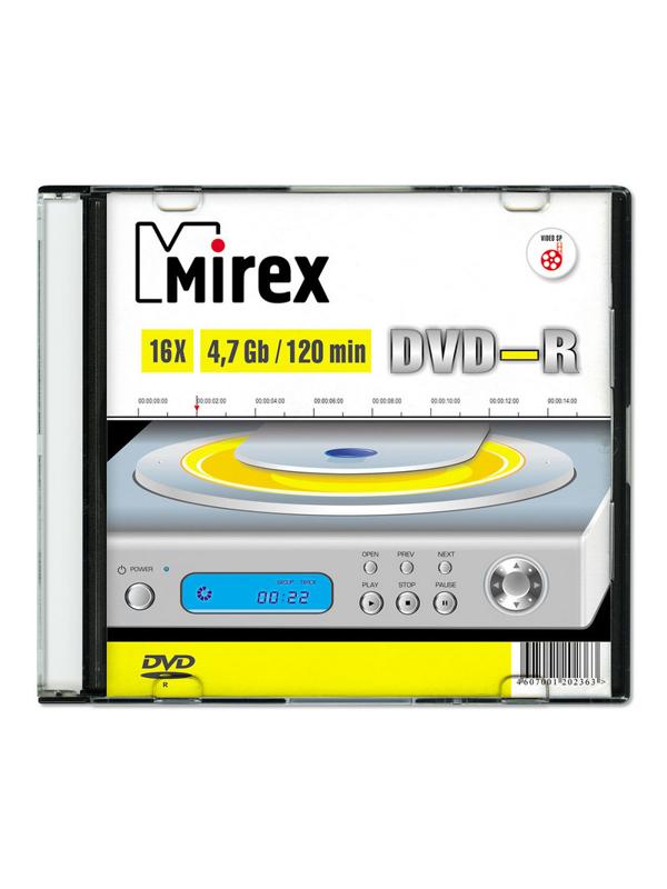 Носители информации DVD-R, 16x, Mirex, Slim/1, UL130003A1S