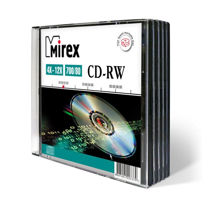 Носители информации CD-RW, 4x-12x, Mirex, Slim/5, UL121002A8F