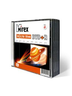 Носители информации DVD+R, 16x, Mirex, Slim/5, UL130013A1F