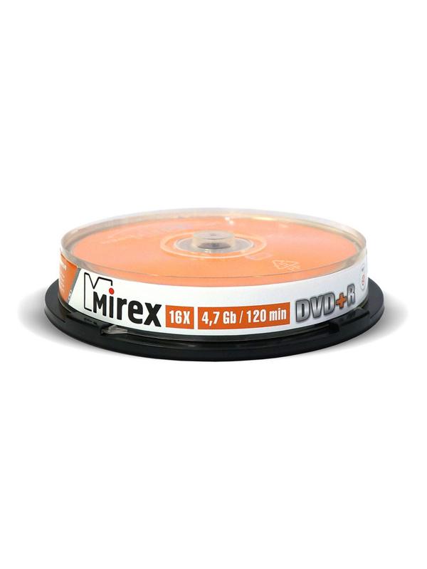 Носители информации DVD+R, 16x, Mirex, Cake/10, UL130013A1L