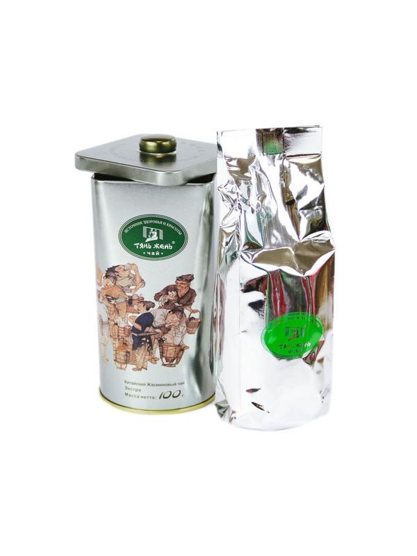 Чай зеленый ЖАСМИНОВЫЙ листовой ЭКСТРА, 100 г ж/б GJ02L100-2