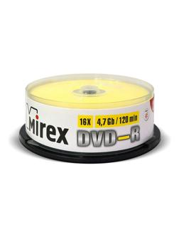 Носители информации DVD-R, 16x, Mirex, Cake/25, UL130003A1M