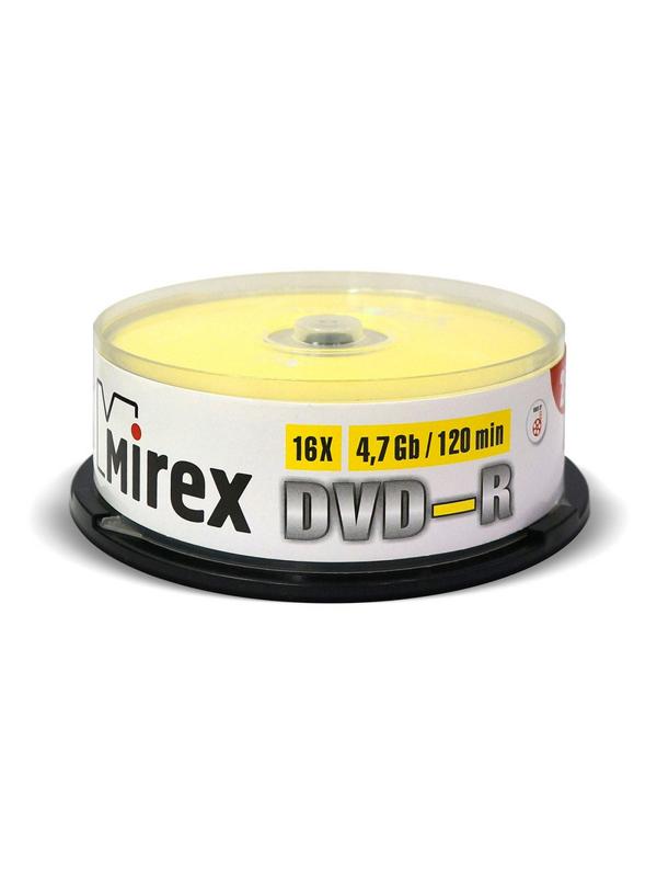 Носители информации DVD-R, 16x, Mirex, Cake/25, UL130003A1M