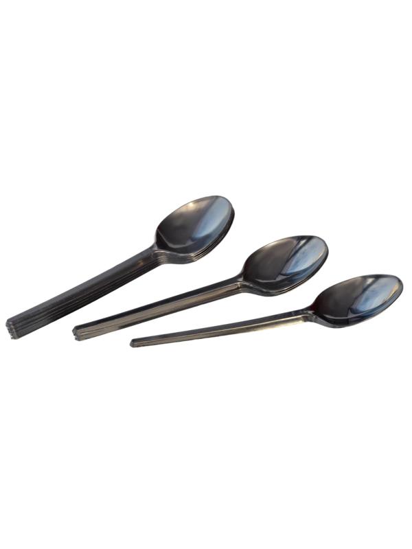 Ложка одноразовая столовая  165мм, черная, бюджет, КОМУС ПС 100шт/уп