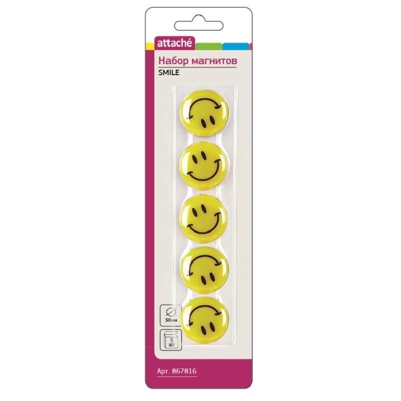 Магнитный держатель для досок Attache Смайлы 30мм, 5шт/уп