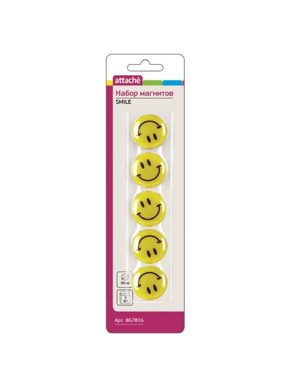 Магнитный держатель для досок Attache Смайлы 30мм, 5шт/уп