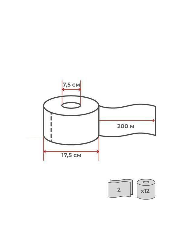 Бумага туалетная д/дисп Luscan Professional 2сл бел цел 200м 12рул/уп