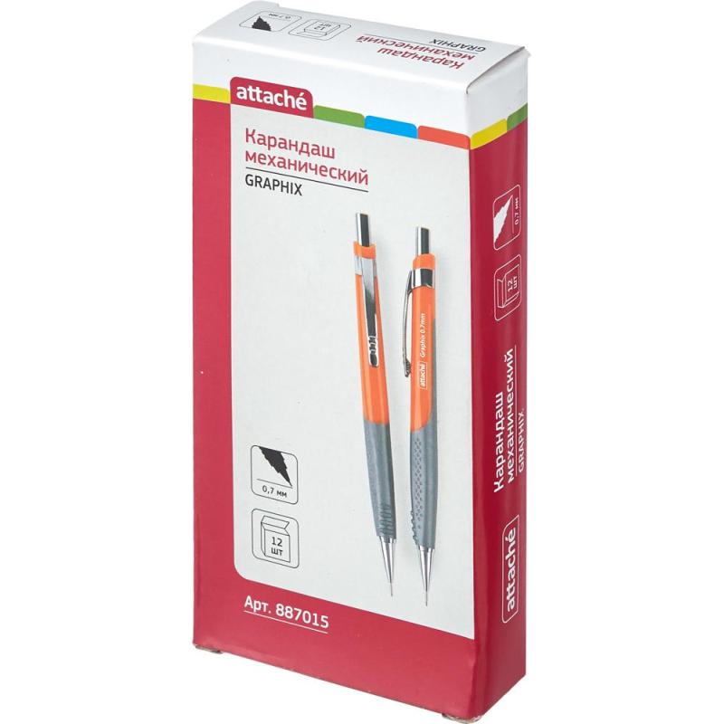 Карандаш механический Attache Graphix, 0.7 мм, цвет корпуса оранжевый