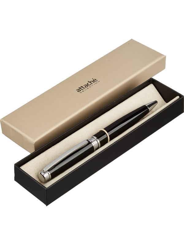 Ручка шариковая  Attache SelectionDesire,черн.корп.,пов.мех.,синий,футляр