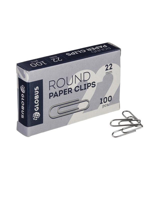 Скрепки Глобус С22-100 металл,без покрытия,22 мм,негофрированные,100 шт/уп
