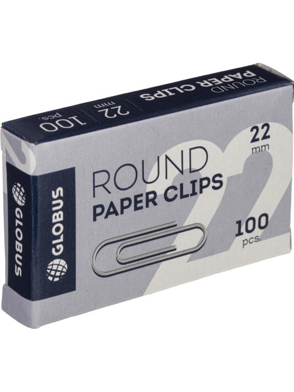 Скрепки Глобус С22-100 металл,без покрытия,22 мм,негофрированные,100 шт/уп