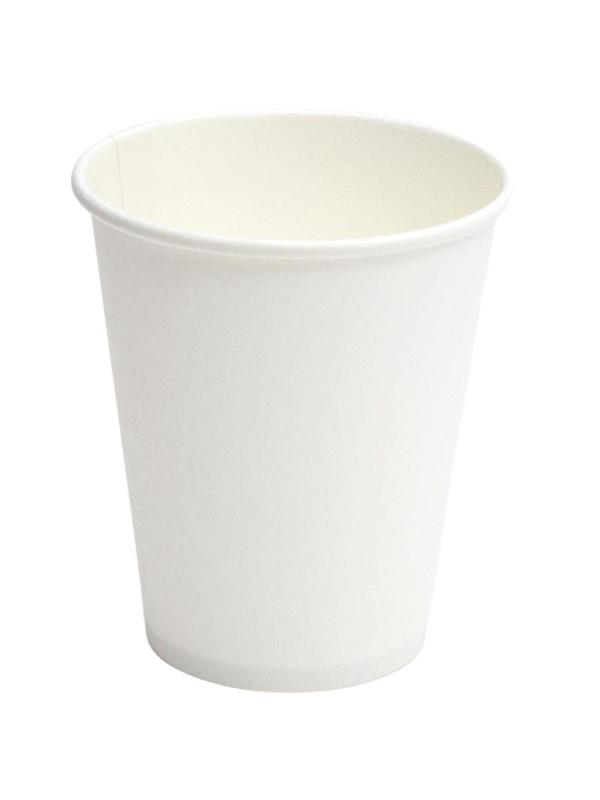 Стакан одноразовый бум 1-сл. d-80мм 200/250мл белый КОМУС 8OZ 50шт/уп