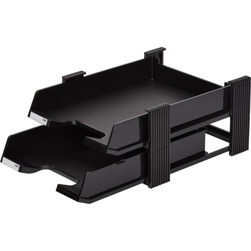 Лоток горизонтальный 2-х уровневый Han DUETT, черный НА10320/13
