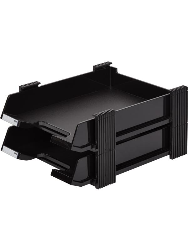 Лоток горизонтальный 2-х уровневый Han DUETT, черный НА10320/13