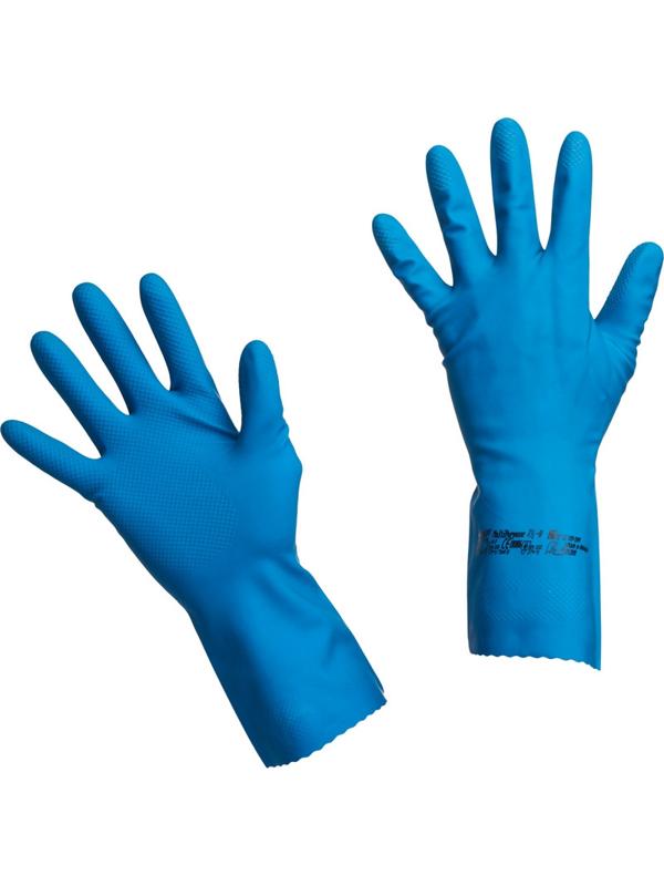 Перчатки резиновые Vileda Profes латекс хлопков.напыл синий р-р S 100752,ПС