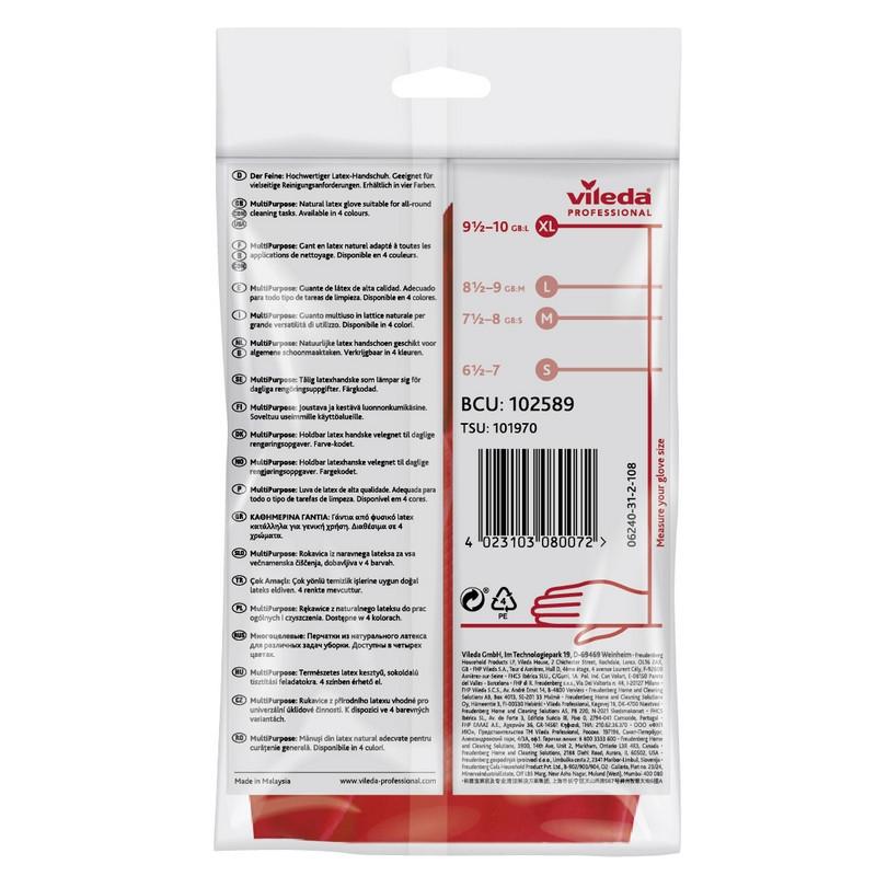 Перчатки резиновые Vileda Profes латекс хлопков.напыл красный рXL 102589,ПС