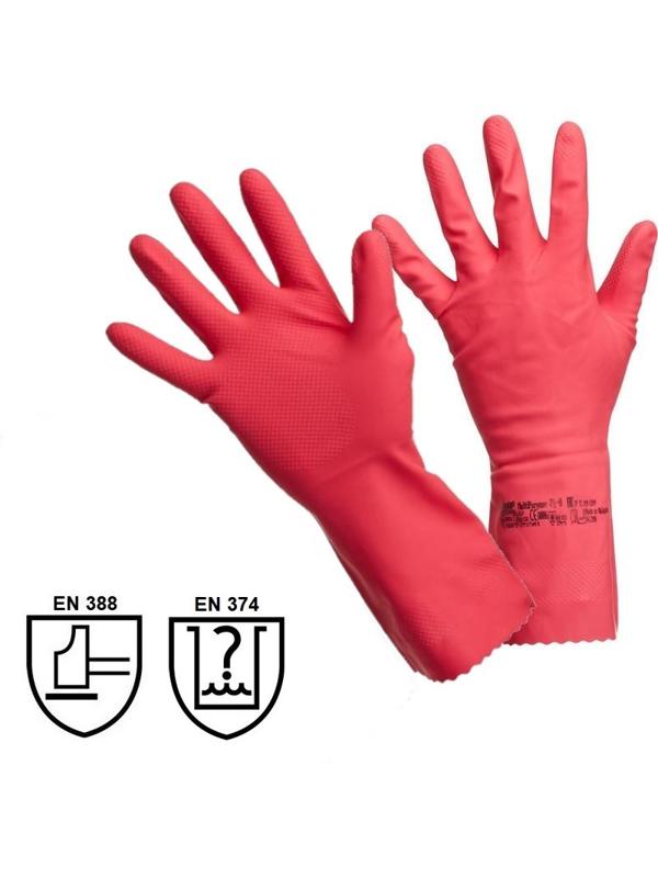 Перчатки резиновые Vileda Profes латекс хлопков.напыл красный рXL 102589,ПС