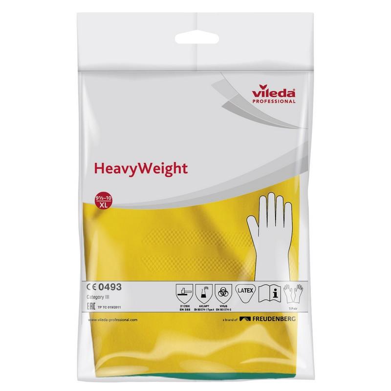 Перчатки резиновые Vileda Profes латекс/неопр хлопк.напыл зел/жел XL 120270