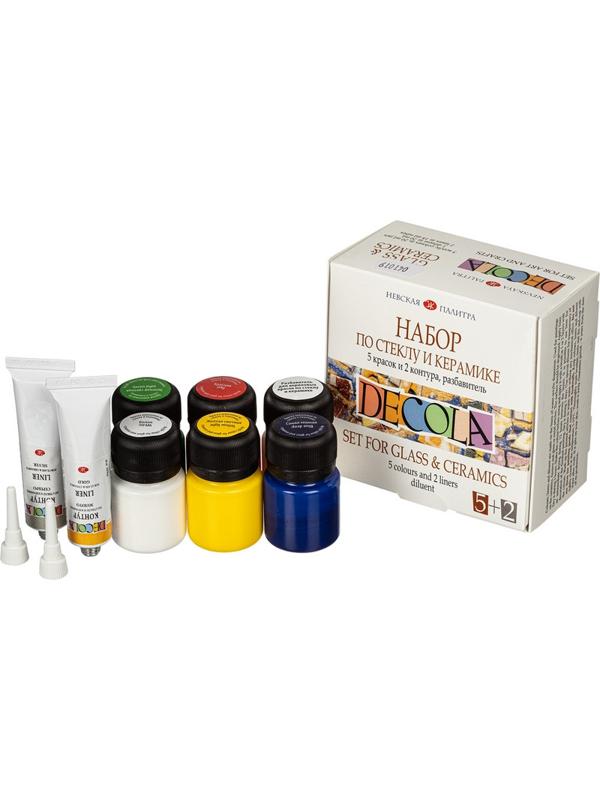 Набор по стеклу и керамике Decola:акрил.5х20мл.,контур.2х18мл,разбав.,14905