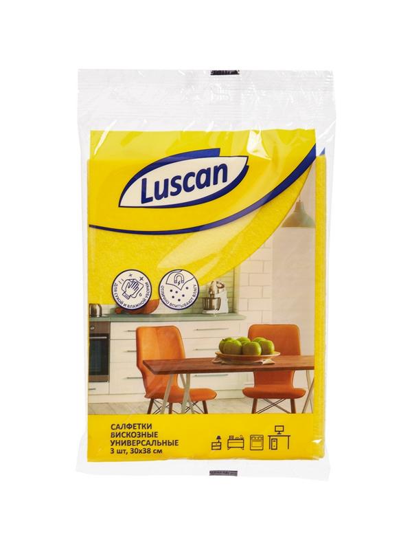 Салфетки хозяйственные Luscan универсальные вискоза 90г/м2 30х38 см 3шт/уп