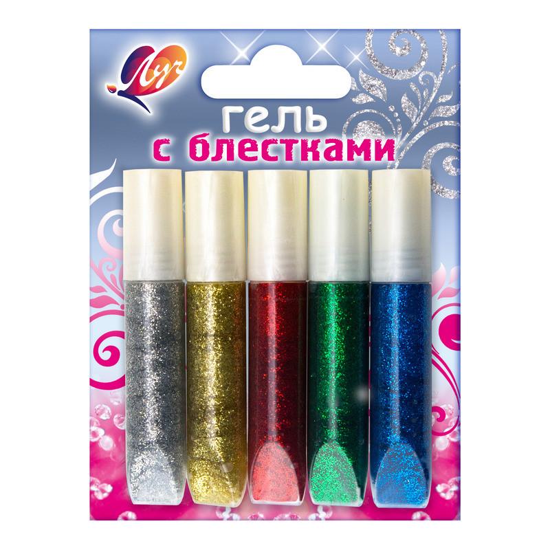 Набор для творчества гель с блёстками БЛЕСК 5цв.,12С 761-08